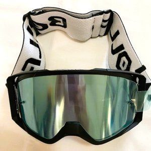 Bollfo Motocycle Googles Lack Frame Silver Lenses adjustable strap